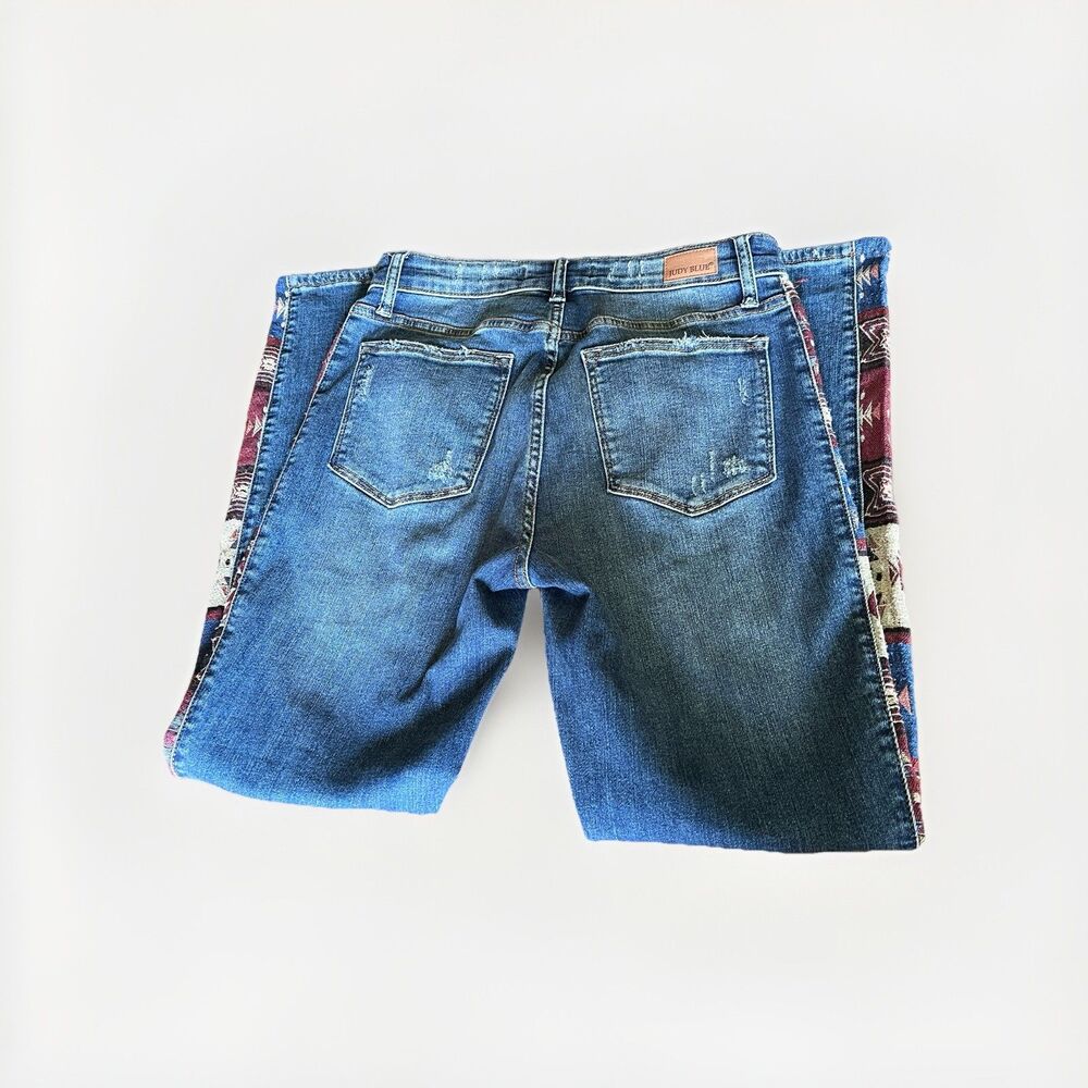 Judy Blue Jeans Womens Size 5/27 Relaxed Fit High Rise Aztec Side Hippie Boho - Picture 2 of 9